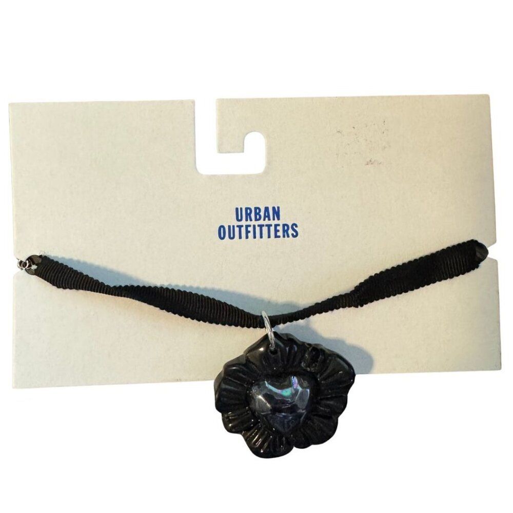 Urban Outfitters Flower Ribbon Necklace - Black, NWT